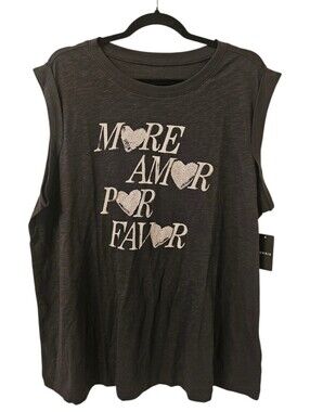 Multi-Coloured Torrid Women's Roll-Sleeve "More Amor Por Favor" Muscle Tank Top